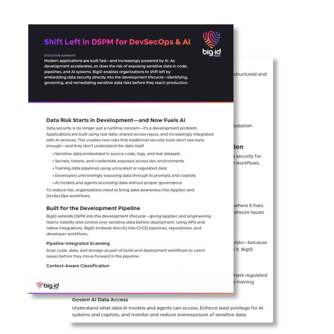 BigID - shift left in dspm